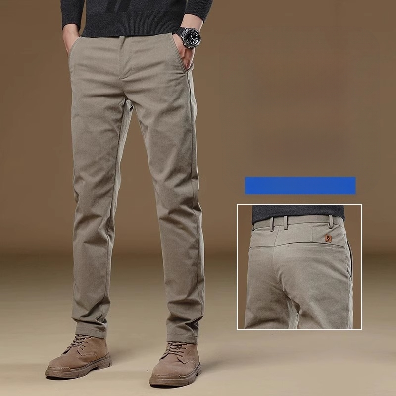Pantaloni casual kaki eleganți, slim, pentru bărbați, primăvară și toamnă, slim, drepți, 2025, noi pantaloni de afaceri de toamnă, stil masculin