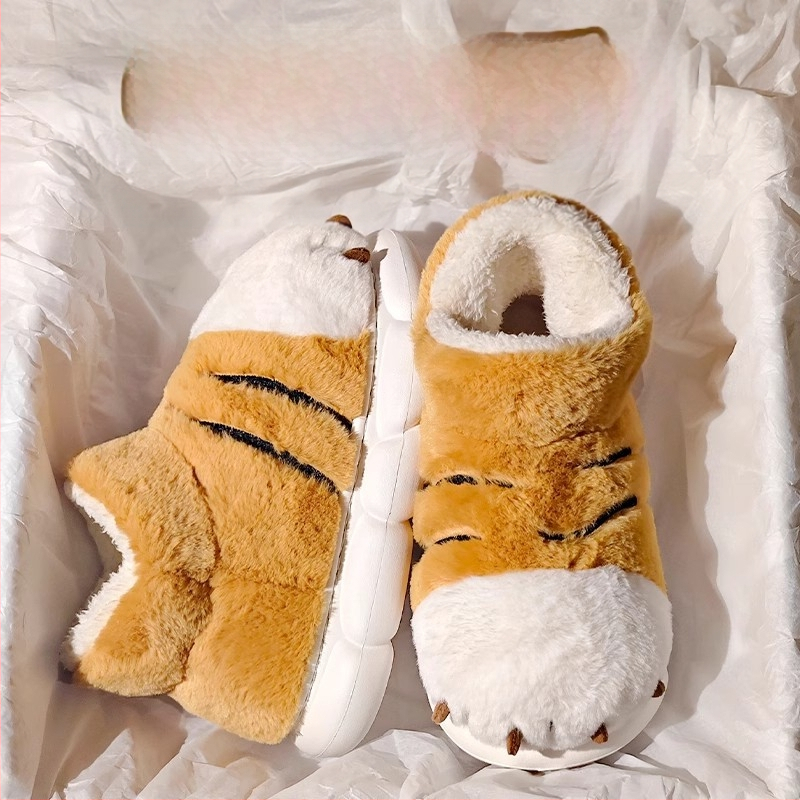 Tiigri küünisega puuvillased sussid meestele talveks soojad meeste siseruumidesse mõeldud armsad naiste libisemiskindlad Mao Mao kingad paaridele mõeldud puuvillased kingad