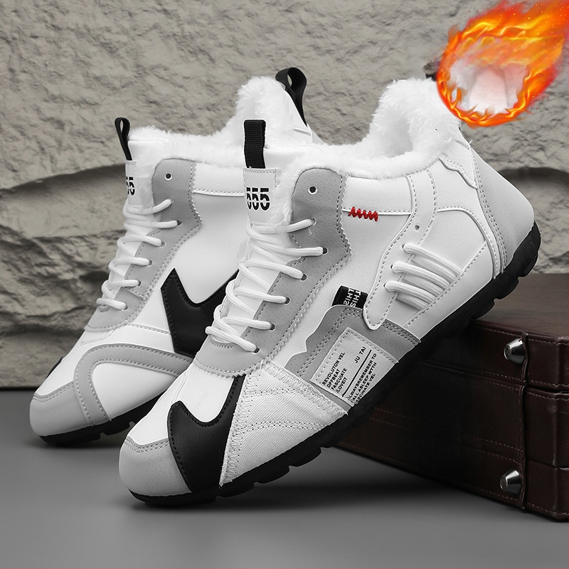 Pantofi sport bărbați căptușiți cu fleece, pantofi sport de iarnă, rezistenți la frig, cu căptușeală din fleece, pantofi de sport înalți, din bumbac, pentru nord-est, cu două pedale, pentru zăpadă, Xu Heng, 6 sezoane