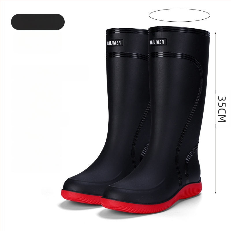 Европейски и американски модни мъжки гумени ботуши до средата на прасеца, ниски гумени ботуши, водоустойчиви, неплъзгащи се кухненски гумени обувки, риболовни, автомивки, работни обувки