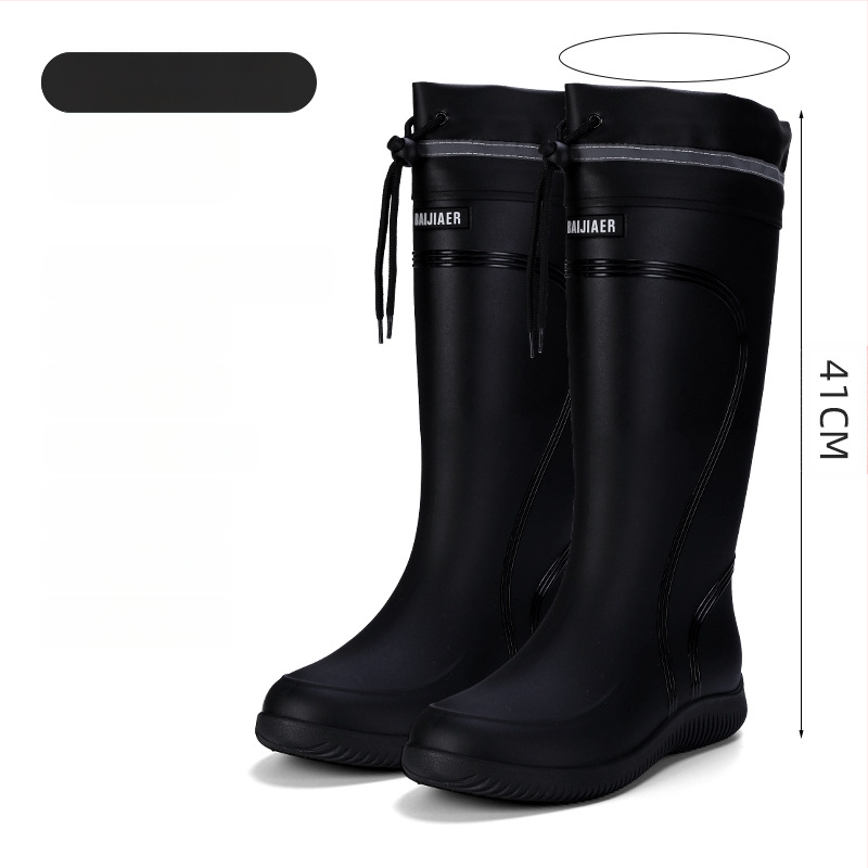 Европейски и американски модни мъжки гумени ботуши до средата на прасеца, ниски гумени ботуши, водоустойчиви, неплъзгащи се кухненски гумени обувки, риболовни, автомивки, работни обувки