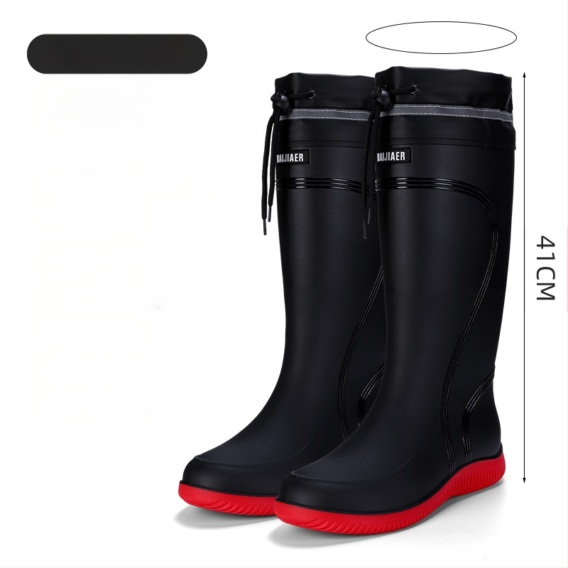 Европейски и американски модни мъжки гумени ботуши до средата на прасеца, ниски гумени ботуши, водоустойчиви, неплъзгащи се кухненски гумени обувки, риболовни, автомивки, работни обувки