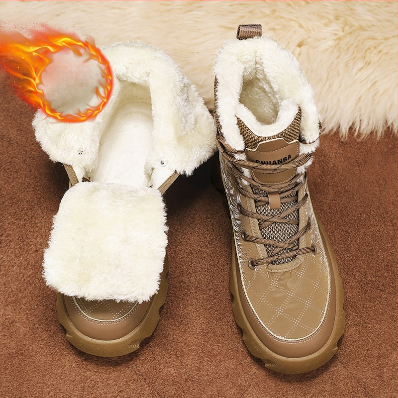 Χειμερινά ζεστά παπούτσια από βαμβάκι με επένδυση από φλις, ζεστά, ανδρικά παπούτσια εξωτερικού χώρου με χοντρή σόλα, μεσαίου μεγέθους, Martins, μοντέρνα Tooling Xu Heng 5 εποχών