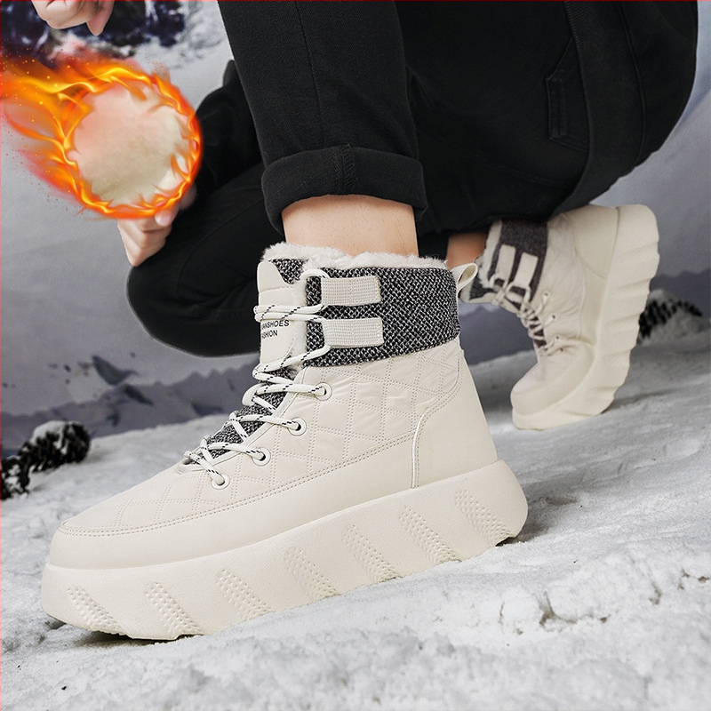 Χειμερινά ζεστά παπούτσια από βαμβάκι με επένδυση από φλις, ζεστά, ανδρικά παπούτσια εξωτερικού χώρου με χοντρή σόλα, μεσαίου μεγέθους, Martins, μοντέρνα Tooling Xu Heng 5 εποχών