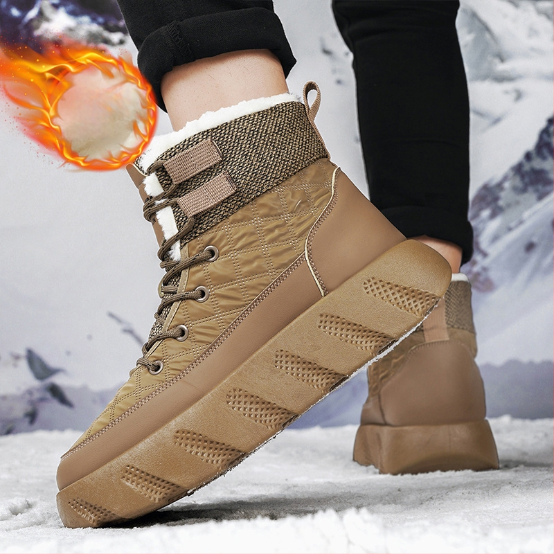 Χειμερινά ζεστά παπούτσια από βαμβάκι με επένδυση από φλις, ζεστά, ανδρικά παπούτσια εξωτερικού χώρου με χοντρή σόλα, μεσαίου μεγέθους, Martins, μοντέρνα Tooling Xu Heng 5 εποχών