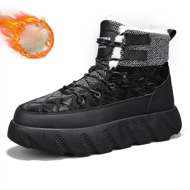 Χειμερινά ζεστά παπούτσια από βαμβάκι με επένδυση από φλις, ζεστά, ανδρικά παπούτσια εξωτερικού χώρου με χοντρή σόλα, μεσαίου μεγέθους, Martins, μοντέρνα Tooling Xu Heng 5 εποχών