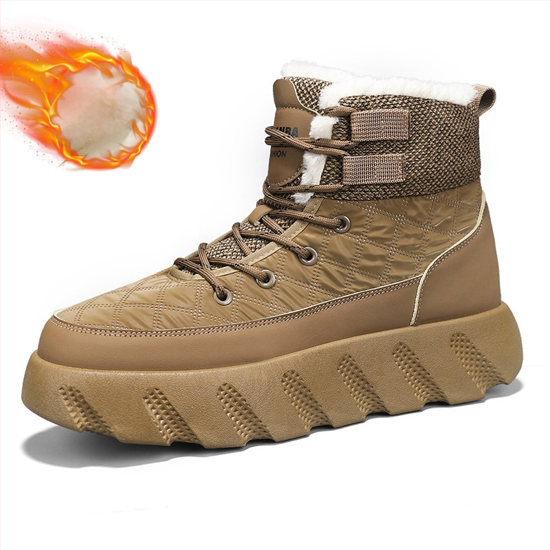 Χειμερινά ζεστά παπούτσια από βαμβάκι με επένδυση από φλις, ζεστά, ανδρικά παπούτσια εξωτερικού χώρου με χοντρή σόλα, μεσαίου μεγέθους, Martins, μοντέρνα Tooling Xu Heng 5 εποχών