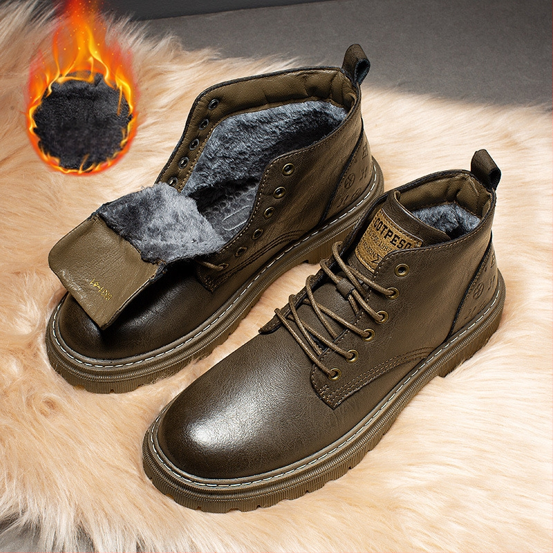 Ανδρικά δερμάτινα παπούτσια Martin Boots, φθινοπωρινά και χειμερινά, βρετανικού στιλ, casual δερμάτινα, γνήσια δερμάτινα, υπαίθρια, ρετρό, αδιάβροχα, μπότες εργαλείων