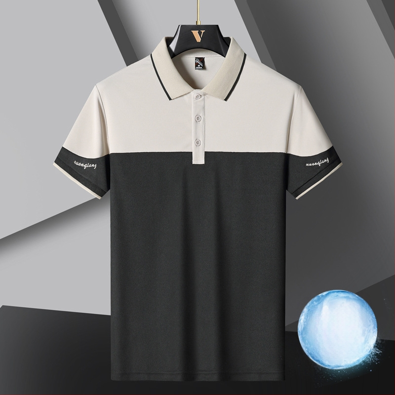 Suvine meeste polosärk, lühikeste varrukatega T-särk, jääsiidist pikee õhuke reväär, poolvarrukatega sportlik vabaaja trendikas brändiriided meestele