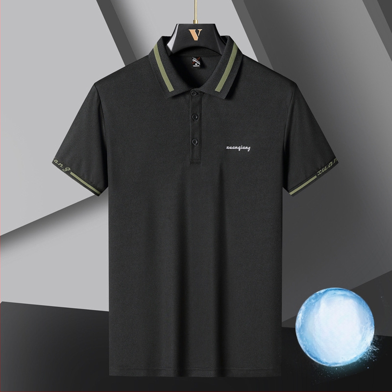 Suvine meeste polosärk, lühikeste varrukatega T-särk, jääsiidist pikee õhuke reväär, poolvarrukatega sportlik vabaaja trendikas brändiriided meestele