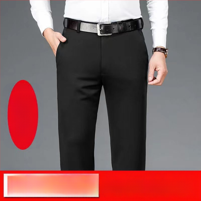 Pantaloni de afaceri cu căptușeală din fleece pentru toamnă și iarnă, pantaloni casual pentru bărbați, de vârstă mijlocie și vârstnici, lejeri, drepți, de primăvară și de toamnă, pantaloni lungi elastici pentru bărbați