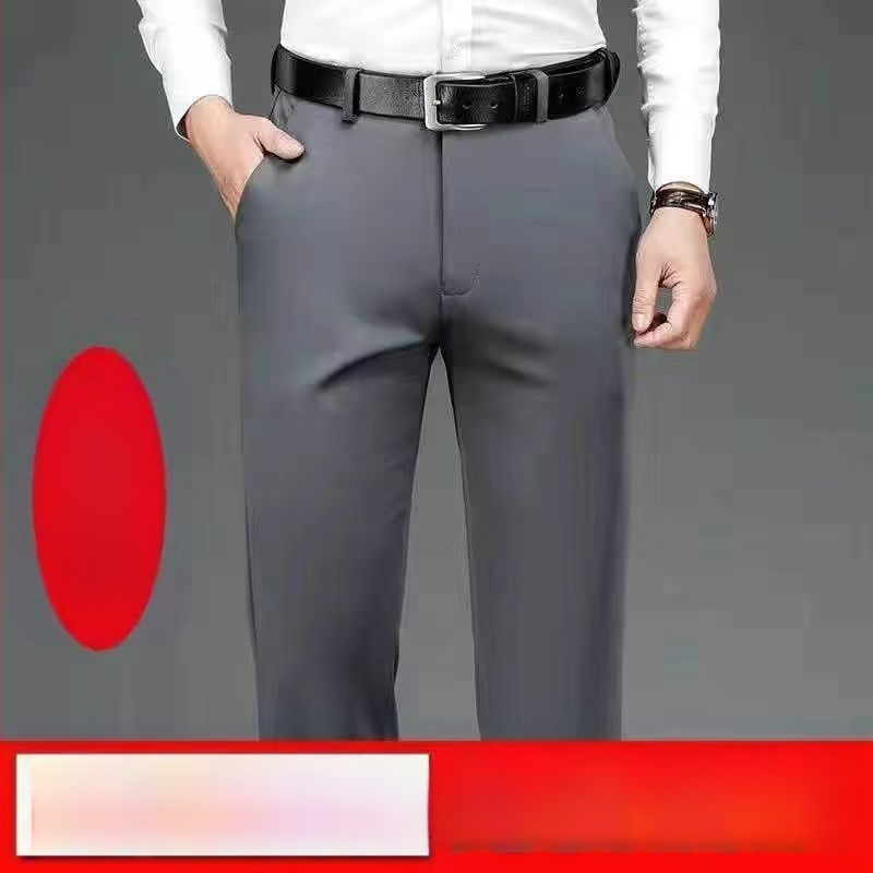 Pantaloni de afaceri cu căptușeală din fleece pentru toamnă și iarnă, pantaloni casual pentru bărbați, de vârstă mijlocie și vârstnici, lejeri, drepți, de primăvară și de toamnă, pantaloni lungi elastici pentru bărbați