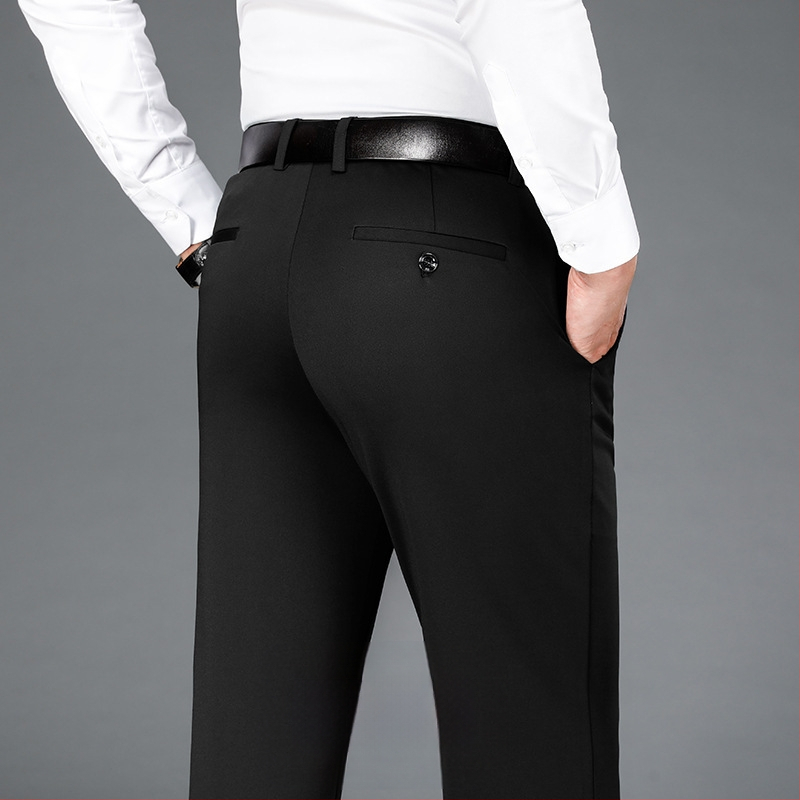 Štvorstranné elastické pánske veľké ležérne nohavice rovné voľné plus hrubé pánske nohavice na jeseň a zimu hrubé biznis nohavice