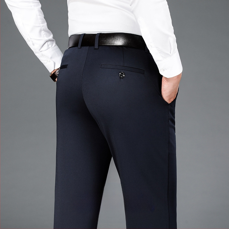 Štvorstranné elastické pánske veľké ležérne nohavice rovné voľné plus hrubé pánske nohavice na jeseň a zimu hrubé biznis nohavice