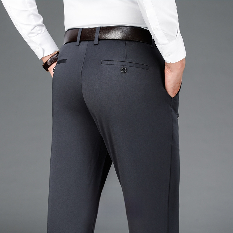 Štvorstranné elastické pánske veľké ležérne nohavice rovné voľné plus hrubé pánske nohavice na jeseň a zimu hrubé biznis nohavice