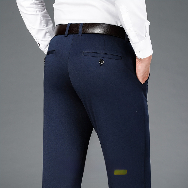 Štvorstranné elastické pánske veľké ležérne nohavice rovné voľné plus hrubé pánske nohavice na jeseň a zimu hrubé biznis nohavice