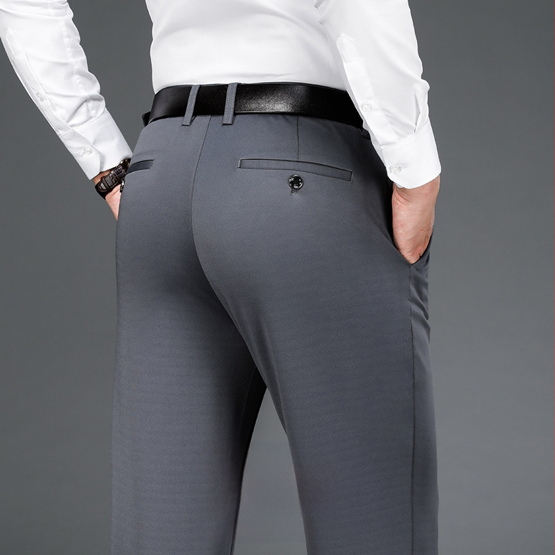 Štvorstranné elastické pánske veľké ležérne nohavice rovné voľné plus hrubé pánske nohavice na jeseň a zimu hrubé biznis nohavice