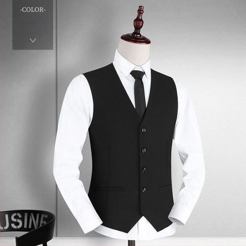 Qian Hong új öltönyös férfi mellénye, tavaszi és őszi öltönymellény, karcsúsított, vállig érő, üzleti mellény, professzionális ruha