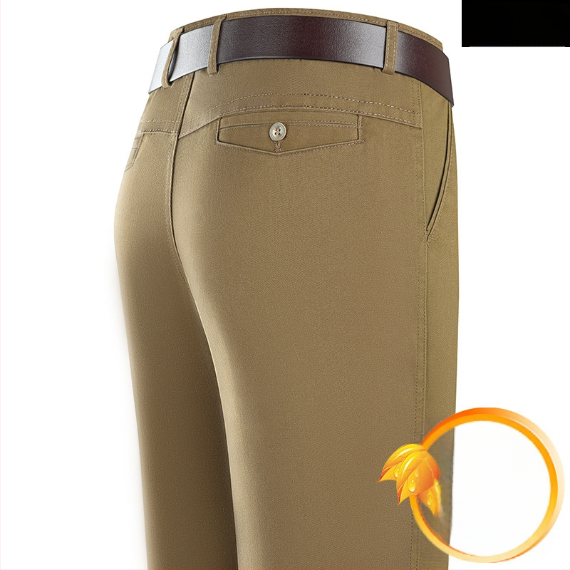 Puhast puuvillast ärilised vabaajapüksid meeste lahtised keskealiste meeste püksid sügiseks ja talveks paksud sirged triikimist mittevajavad pikad püksid isale