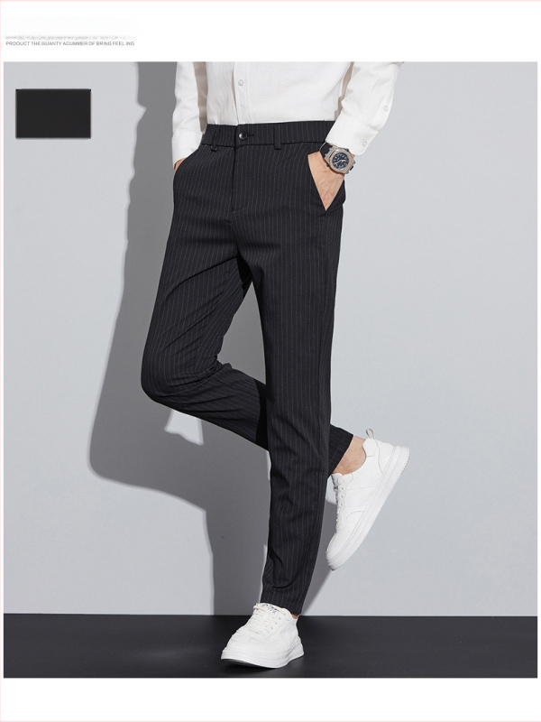 Pantaloni casual pentru bărbați, toamnă, modă nouă, versatil, pantaloni cu dungi pentru tineri, la modă, slim, drepți, costum de afaceri
