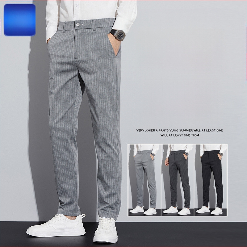 Pantaloni casual pentru bărbați, toamnă, modă nouă, versatil, pantaloni cu dungi pentru tineri, la modă, slim, drepți, costum de afaceri