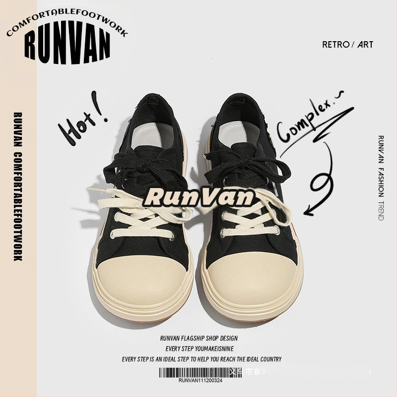 2024. gada jaunā ierašanās rudens pavasara un rudens audekla apavi vīriešu ikdienas, moderni, universāli apavi ar lielu galvu, Mikija pāris, divi auduma apavu pāri