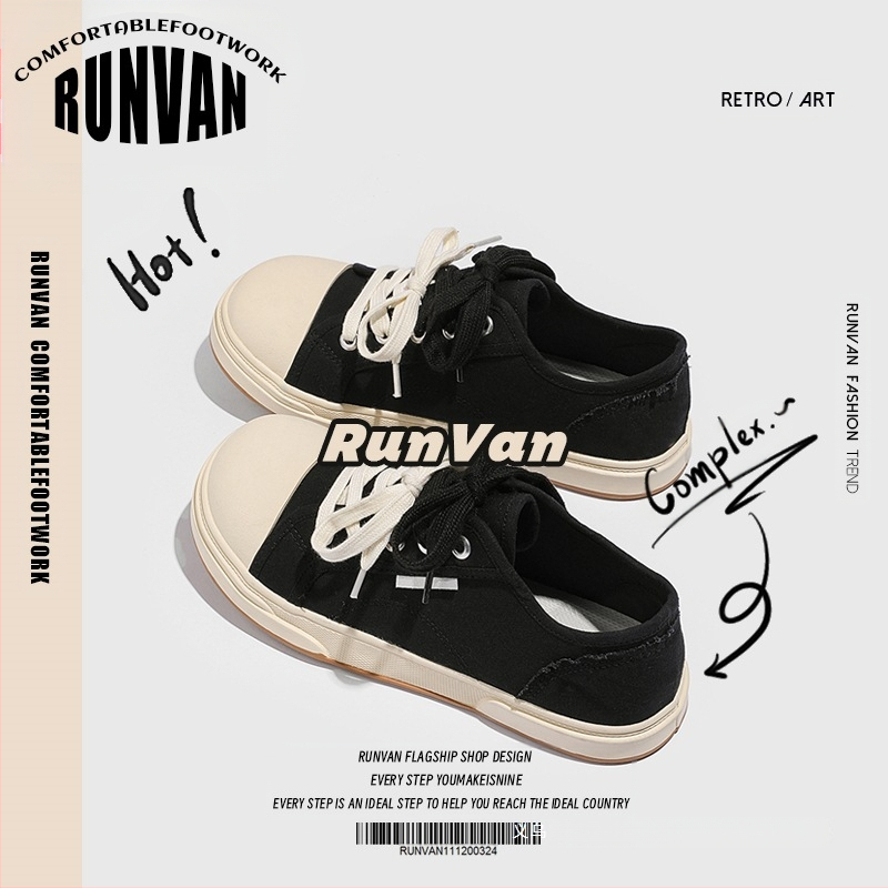 2024. gada jaunā ierašanās rudens pavasara un rudens audekla apavi vīriešu ikdienas, moderni, universāli apavi ar lielu galvu, Mikija pāris, divi auduma apavu pāri