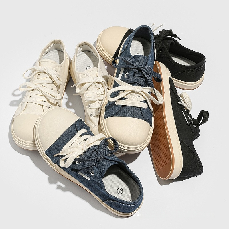 2024. gada jaunā ierašanās rudens pavasara un rudens audekla apavi vīriešu ikdienas, moderni, universāli apavi ar lielu galvu, Mikija pāris, divi auduma apavu pāri