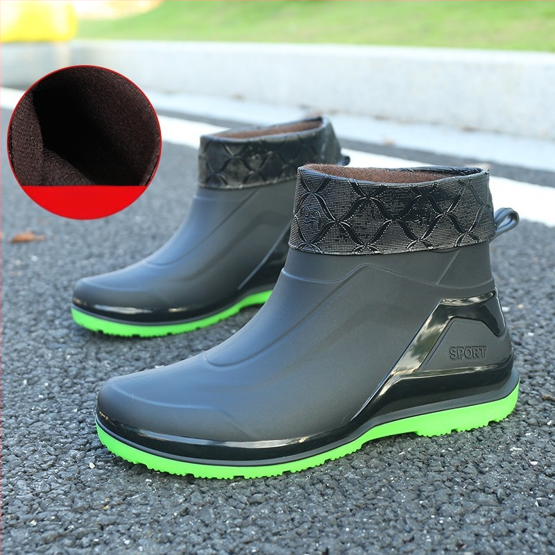 Briti meeste vihmasaapad, lühikesed torud, veekindlad, vabaaja vihmasaapad, lamedad, kerged, libisemiskindlad kummist kingad, paksu põhjaga veekingad tööks