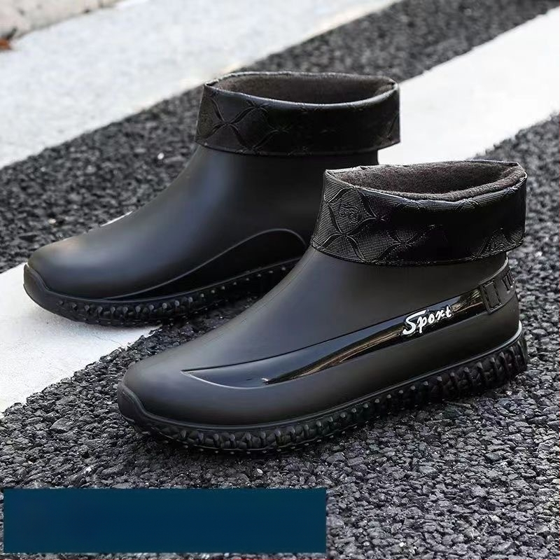 Lühikesed veekindlad kingad fliisvoodriga meeste õues kasutamiseks mõeldud kummist kingad köögiks ja ehitusplatsiks mõeldud kummikud täiskasvanutele mõeldud libisemiskindlad meeste kummikud talveks