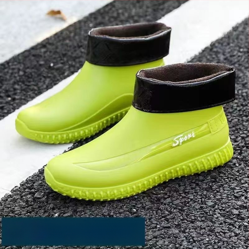 Lühikesed veekindlad kingad fliisvoodriga meeste õues kasutamiseks mõeldud kummist kingad köögiks ja ehitusplatsiks mõeldud kummikud täiskasvanutele mõeldud libisemiskindlad meeste kummikud talveks