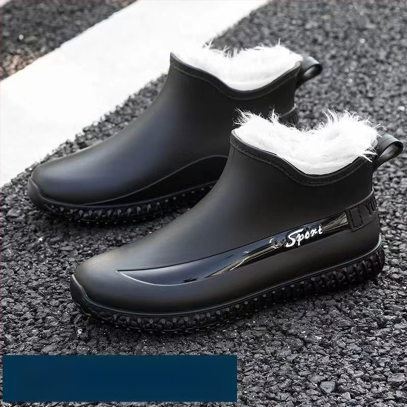 Lühikesed veekindlad kingad fliisvoodriga meeste õues kasutamiseks mõeldud kummist kingad köögiks ja ehitusplatsiks mõeldud kummikud täiskasvanutele mõeldud libisemiskindlad meeste kummikud talveks