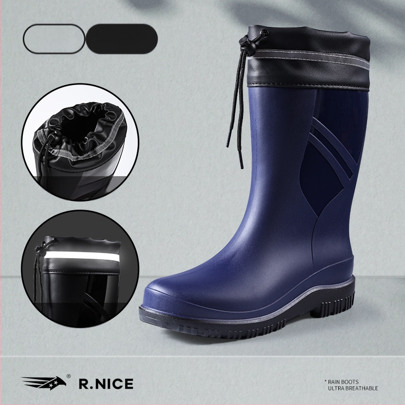 Νέες μπότες βροχής από καουτσούκ, αντιολισθητικές, μεσαίου μεγέθους, μοντέρνες μπότες νερού για υπαίθριες δραστηριότητες, πλύσιμο αυτοκινήτου, κουζίνα, σεφ, εργασία, αδιάβροχες, ανδρικές μπότες βροχής