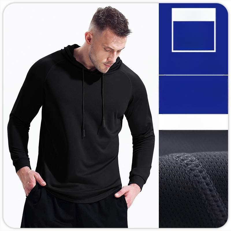 Meeste sügis- ja talvekapuutsiga pikkade varrukatega spordirõivaste kiire kuivamise ja hingava korvpallijooksu maratonijooksu dressipluus