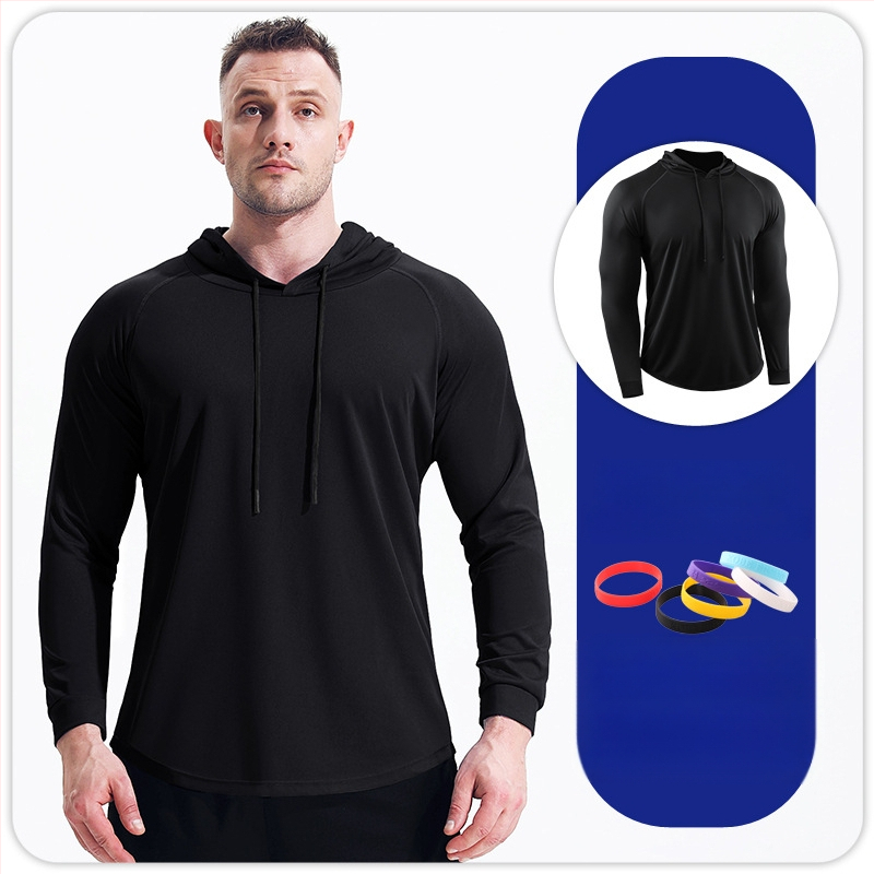 Meeste sügis- ja talvekapuutsiga pikkade varrukatega spordirõivaste kiire kuivamise ja hingava korvpallijooksu maratonijooksu dressipluus