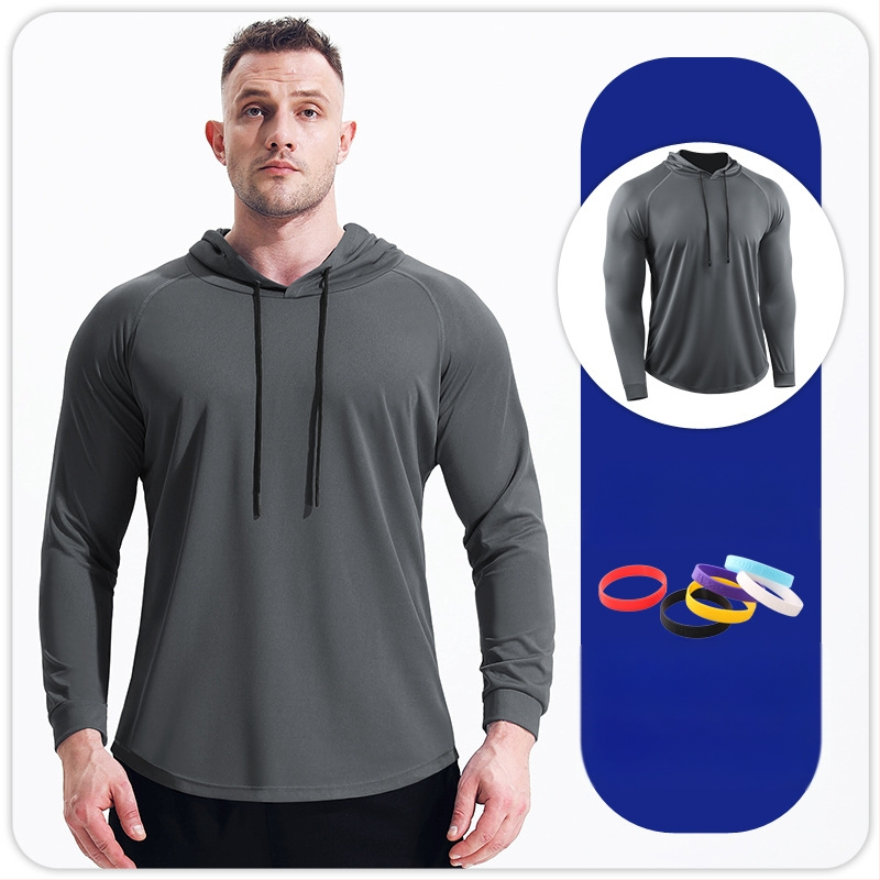 Meeste sügis- ja talvekapuutsiga pikkade varrukatega spordirõivaste kiire kuivamise ja hingava korvpallijooksu maratonijooksu dressipluus