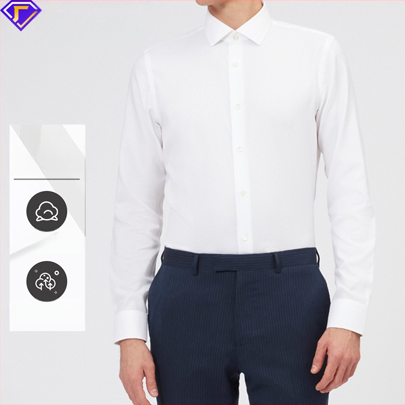 Férfi DP pamut ruhadarab, vasalhatatlan egyedi ing, férfi hosszú ujjú, üzleti, professzionális tavaszi és őszi, ránctalanító fehér ing nagykereskedelemben