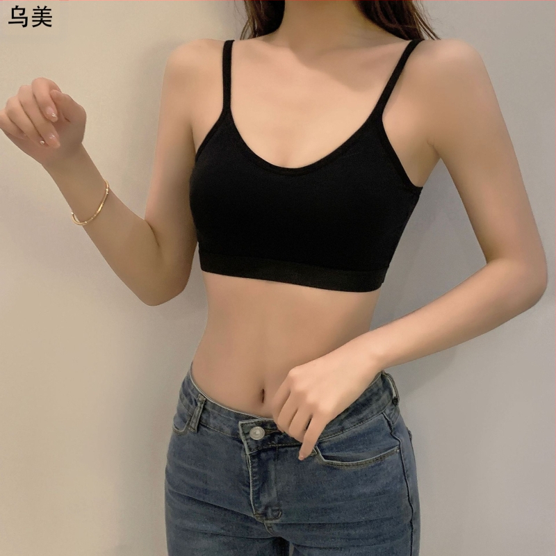 Puhast puuvillast fikseeritud tassiga vestiga aluspesu naistele väikese rinnapartiiga push-up spordirinnahoidja ilma terasrõngata ühes tükis rinnahoidja
