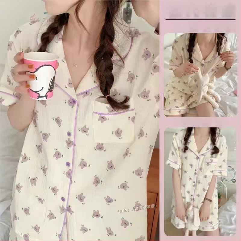 Ārējās tirdzniecības vasaras japāņu burbuļkokvilnas jaukas oranžas pidžamas sieviešu kardigans jaukas jaukas mājas drēbes matu paaudze