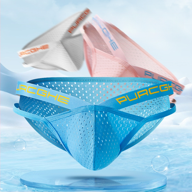 Vyriški apatiniai trikampio formos ledo šilko tinklelio kvėpuojantys trimačiai U formos išgaubti krepšiai mažiems berniukams, trumpi šortai, pristatymas didmeninė prekyba