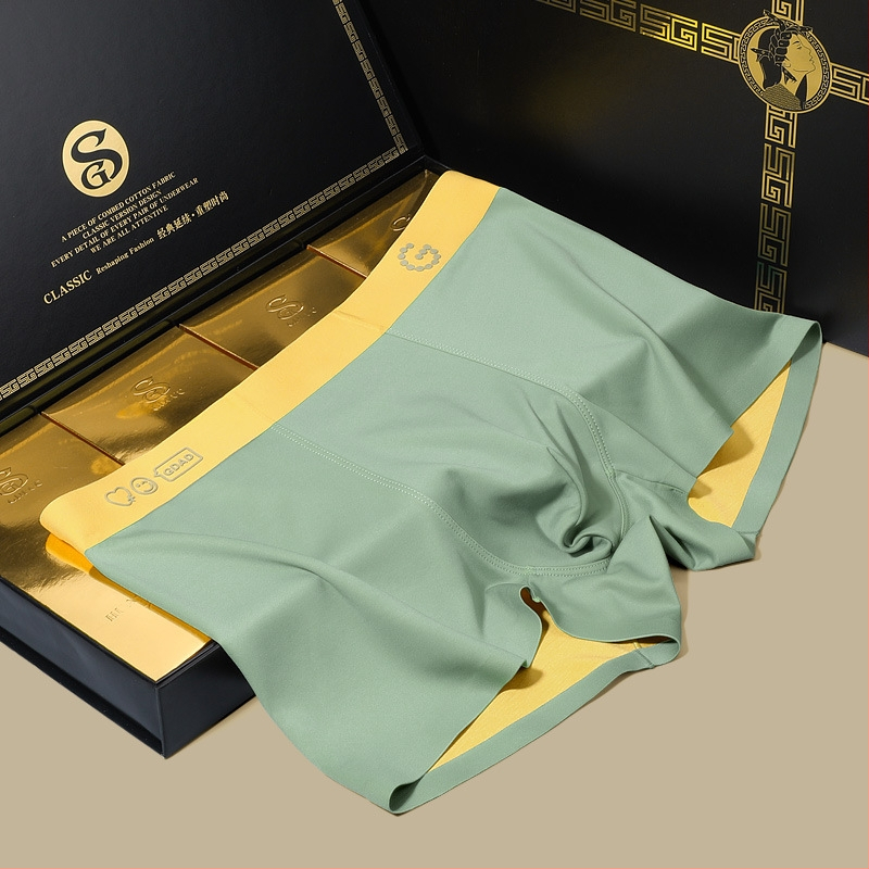 Jauns vīriešu modālais ledus zīda apakšveļa vienkrāsains elpojošs antibakteriāls slaids radošs biznesa augstas klases dāvanu kastes uzvalks