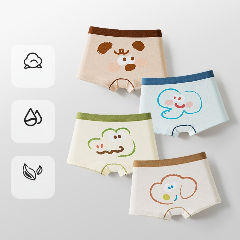 Vaikiški apatiniai, kūdikių bokserinės kelnaitės, antibakteriniai, kvėpuojantys šukuotos medvilnės šortai berniukams ir mergaitėms, vidutinio ir didelio dydžio vaikiškos bokserinės kelnaitės