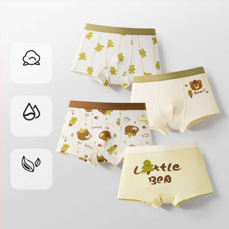 Vaikiški apatiniai, kūdikių bokserinės kelnaitės, antibakteriniai, kvėpuojantys šukuotos medvilnės šortai berniukams ir mergaitėms, vidutinio ir didelio dydžio vaikiškos bokserinės kelnaitės