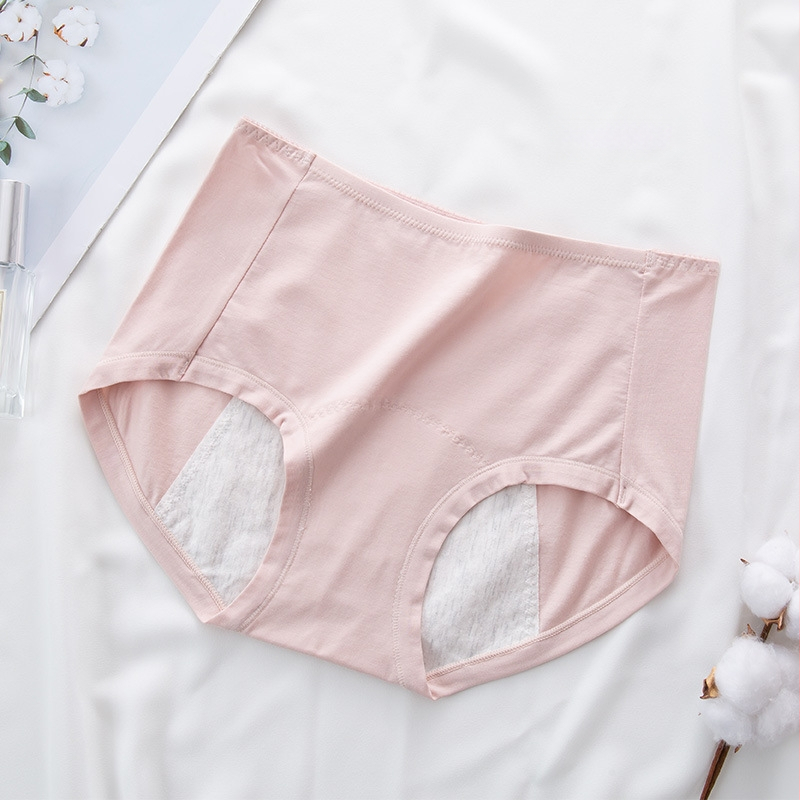 Kõrge vöökohaga puhtast puuvillast naiste menstruaalpüksid, lekkekindlad, laiendatud, pehmed hügieenilised aluspüksid, külglekkevastane