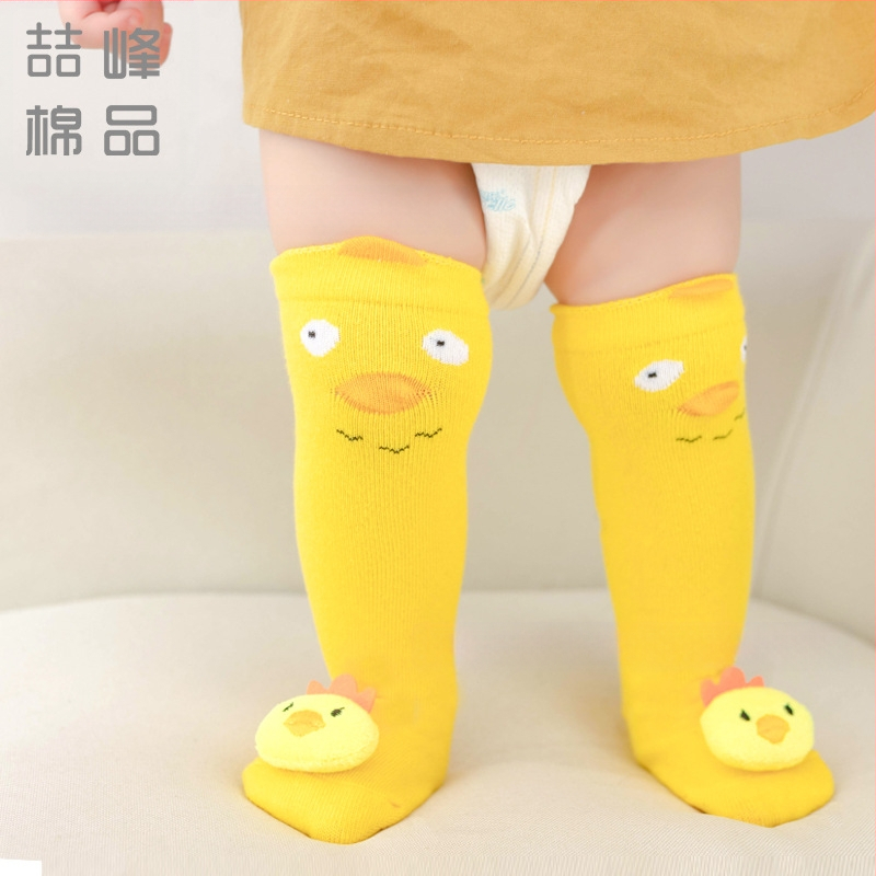 Παιδικές κάλτσες για αγόρια και κορίτσια, μακριές αντιολισθητικές κάλτσες για κούκλες, στερεοφωνικές βαμβακερές κάλτσες με σχέδια, προστατευτικές γόνατα για μωρά