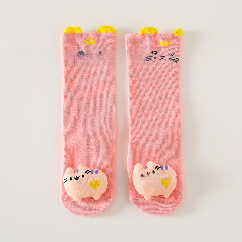 Παιδικές κάλτσες για αγόρια και κορίτσια, μακριές αντιολισθητικές κάλτσες για κούκλες, στερεοφωνικές βαμβακερές κάλτσες με σχέδια, προστατευτικές γόνατα για μωρά