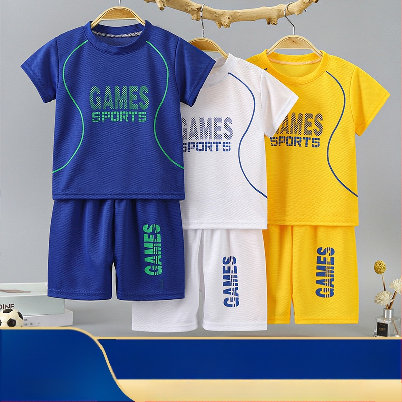 Naujas vaikiškas krepšinio kostiumas berniukui, greitai džiūstantis vasarinis kostiumas, moteriškas, kūdikio, vidutinio ir didelio dydžio vaikiškas trumpomis rankovėmis sportinis kostiumas