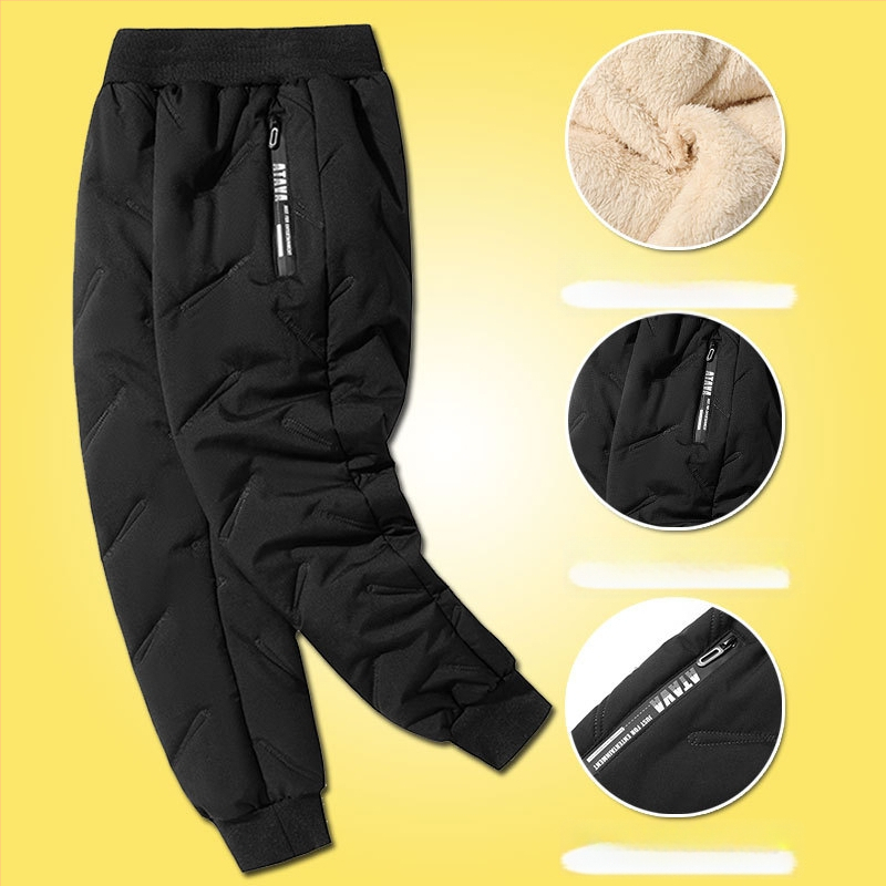 Gyerek pamut nadrág ősszel és télen Új fiú polár béléssel vastagított lezser nadrág közép- és nagyméretű gyerek téli báránygyapjú nadrág szélálló nadrág