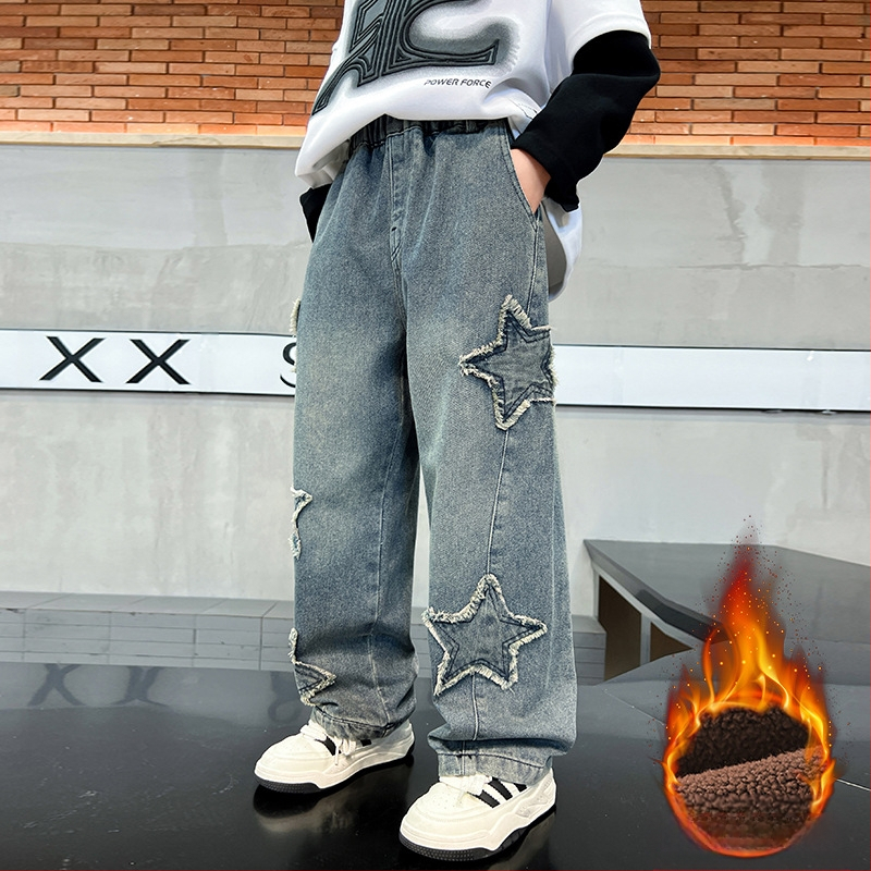 Blugi pentru băieți, toamna și iarna 2024, pantaloni noi pentru copii, băieți, toamna, frumoși, copii mari, pantaloni casual la modă