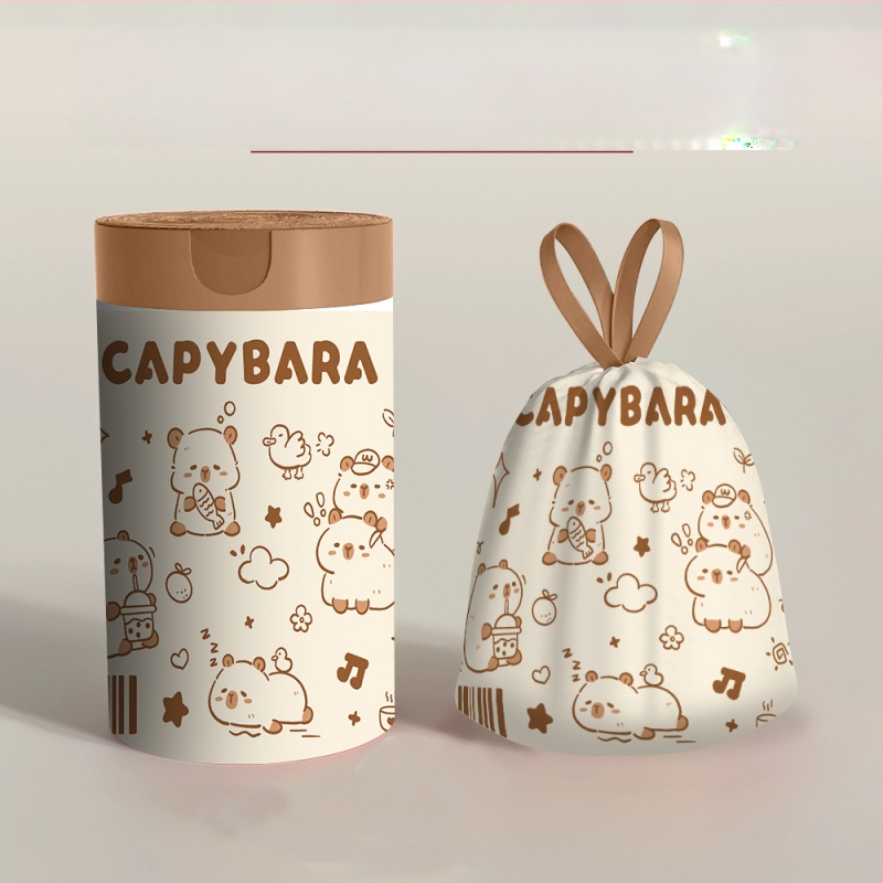 Plastikinis animacinių filmukų šiukšlių maišas, buitinis raišteliu nešiojamas studentų stalo veido krepšys, kelioninis vienkartinis laikymo krepšys